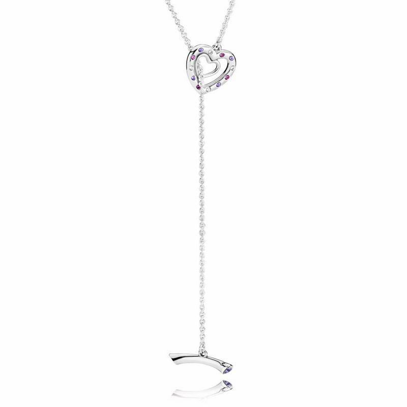 Pandora Australia Bright Hearts Necklace - Sterling Silver | ZWTLYX971